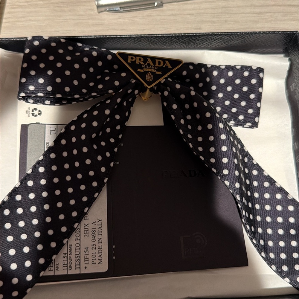 PRADA Black Polka Dot Bow Brooch - Picture 2 of 7